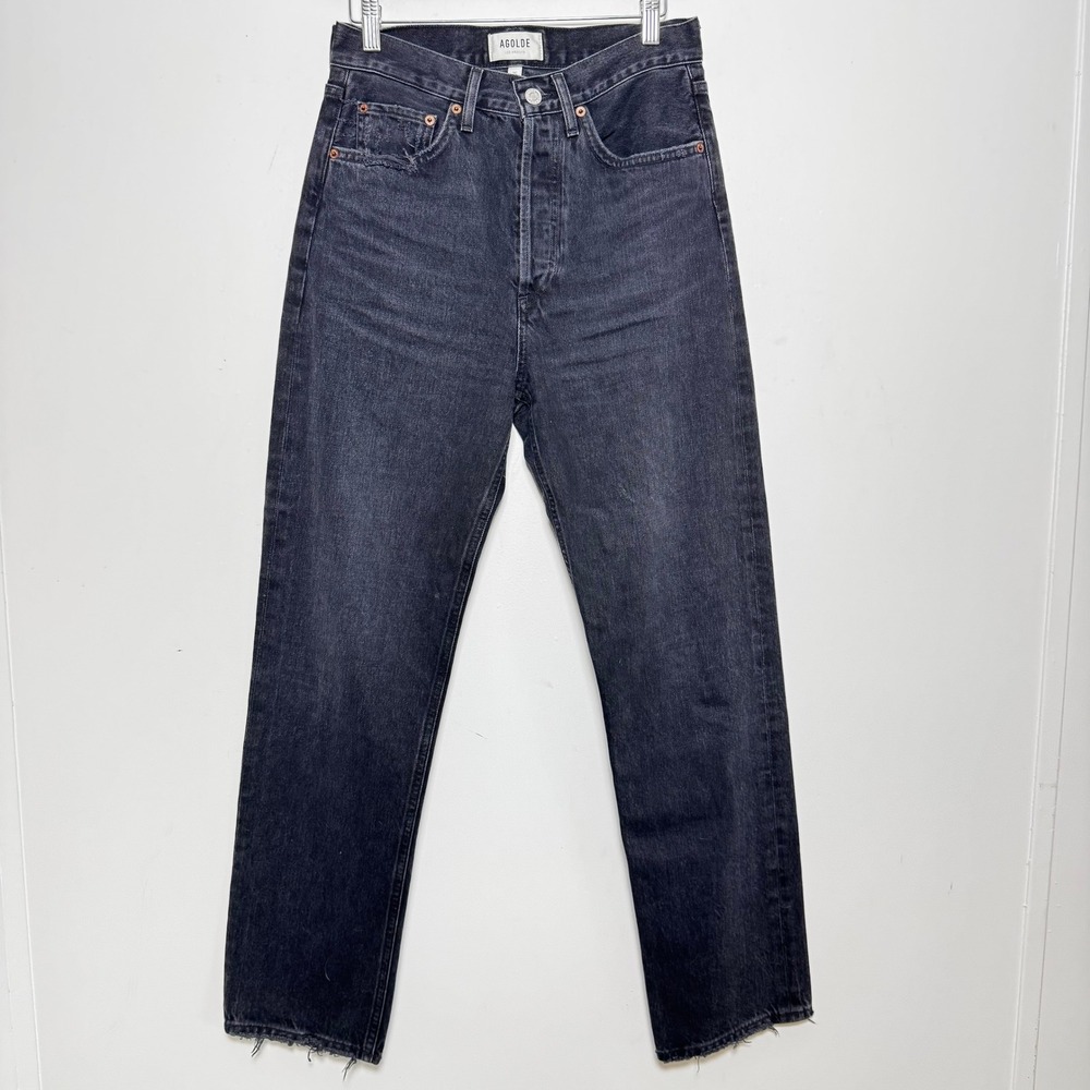 Agolde 90s Jean Womens 25 Black High Rise Straight Leg Organic Cotton A069E-1157